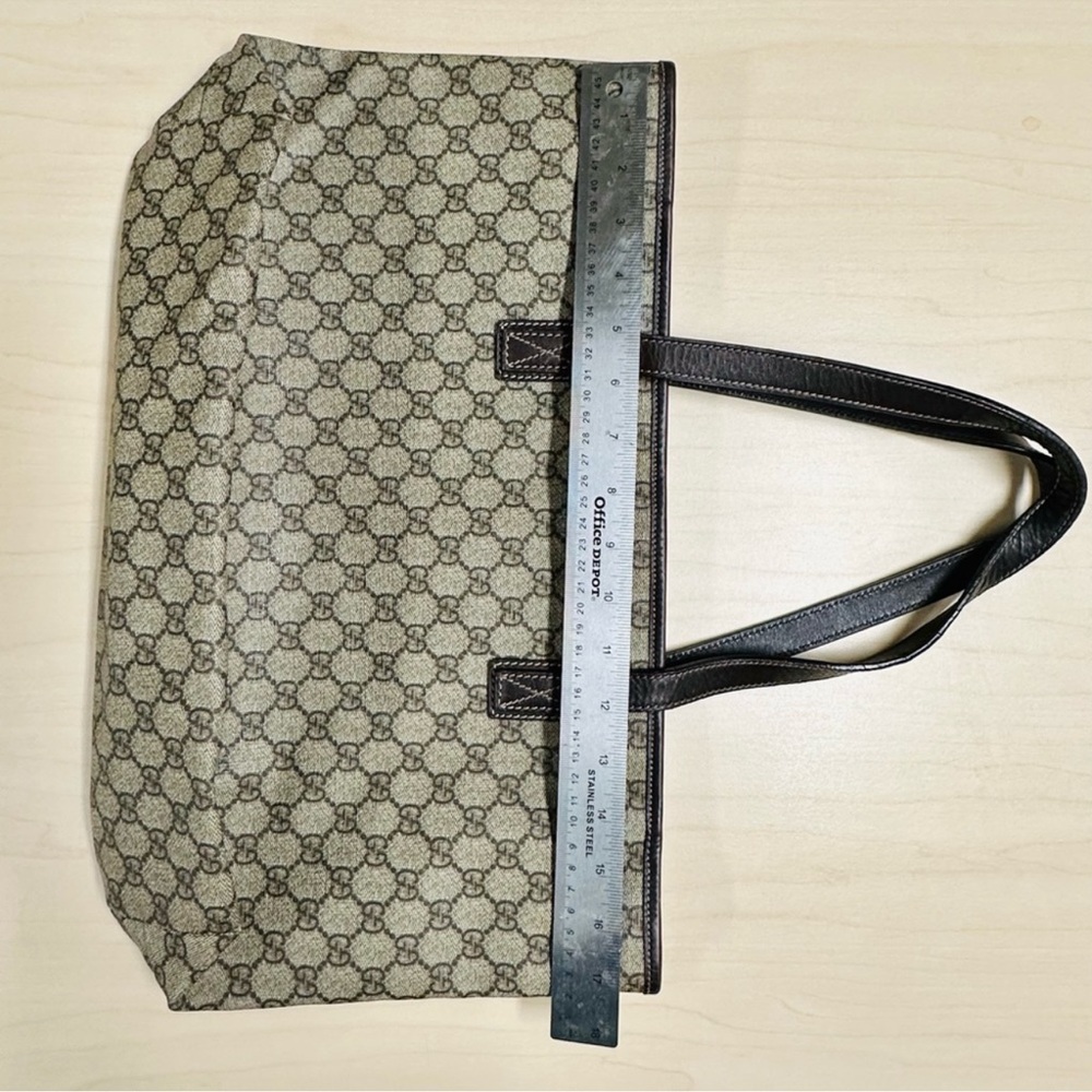 WOW POSHMARK Authentic Gucci Large GG Web Canvas with Leather Trim Tote - Picture 12 of 15
